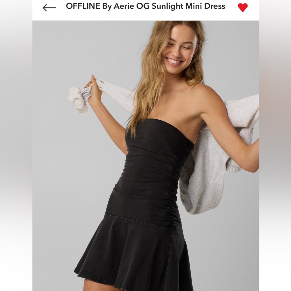 Aerie Black Strapless Romper Dress